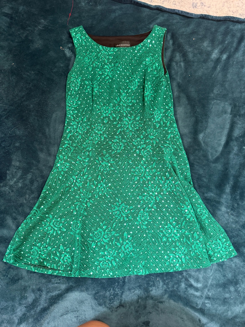 Green Floral Sequin Dress